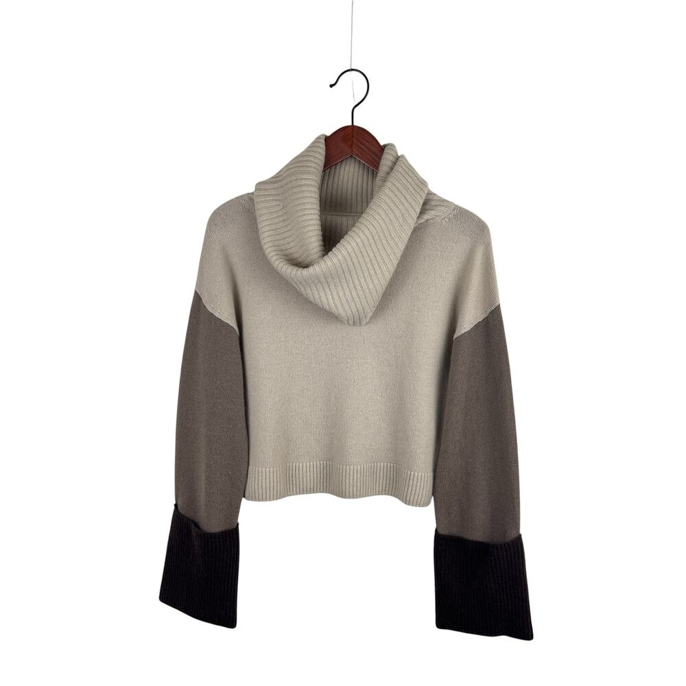 Naadam Colorblock Cowl Neck Wool & Cashmere Sweater S